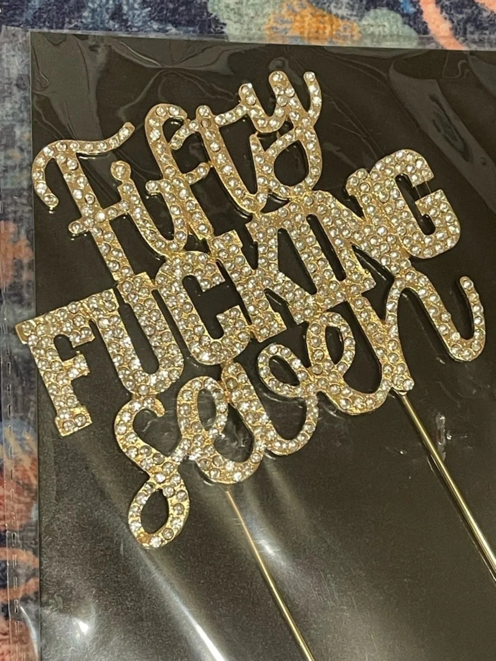 Fifty FUCKING Seven cake topper rhinestones embedded in gold 🌟🎂